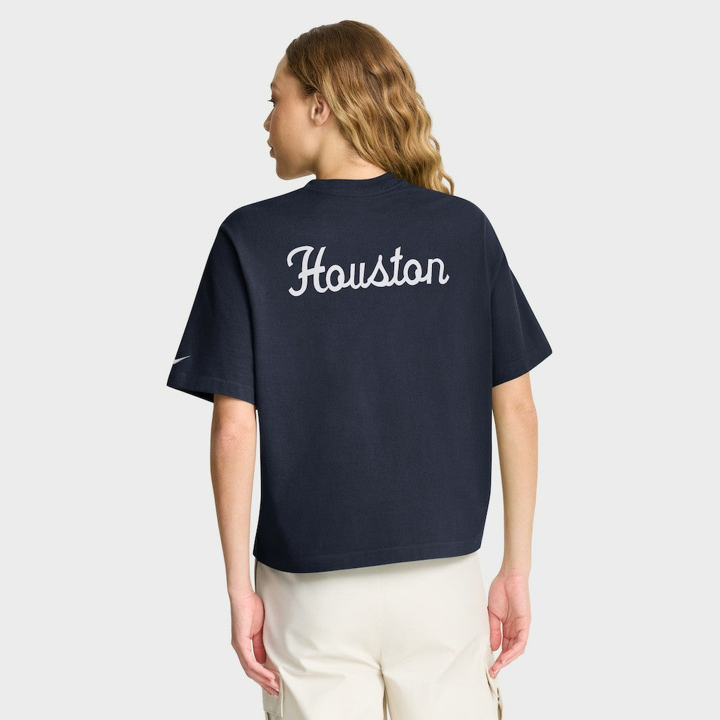 Houston Texans Women's Rewind Pocket Boxy T-Shirt Navy