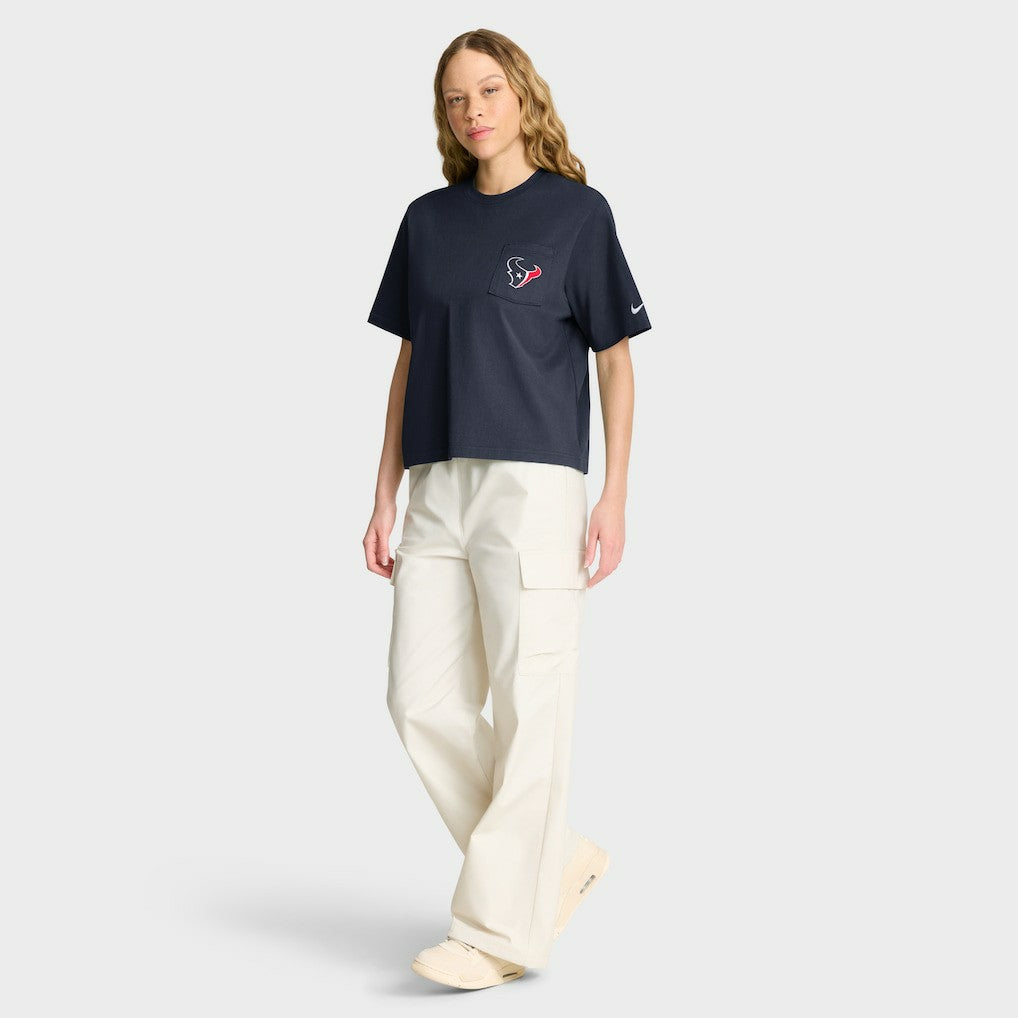 Houston Texans Women's Rewind Pocket Boxy T-Shirt Navy
