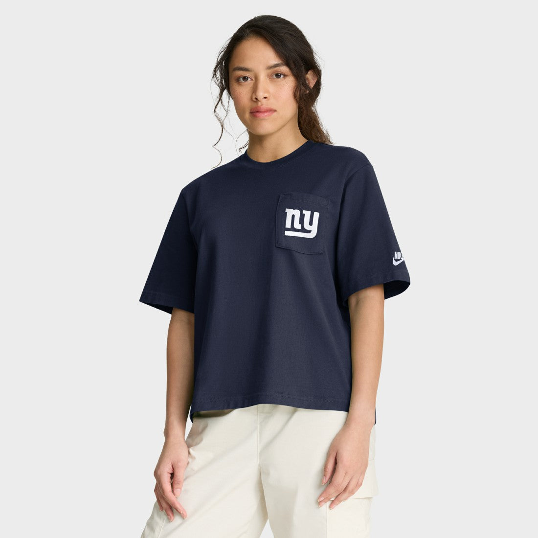 New York Giants Women's Rewind Pocket Boxy T-Shirt Royal