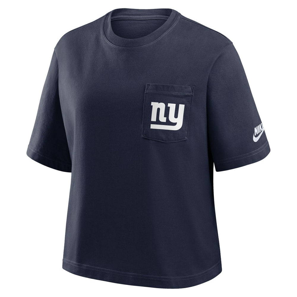 New York Giants Women's Rewind Pocket Boxy T-Shirt Royal