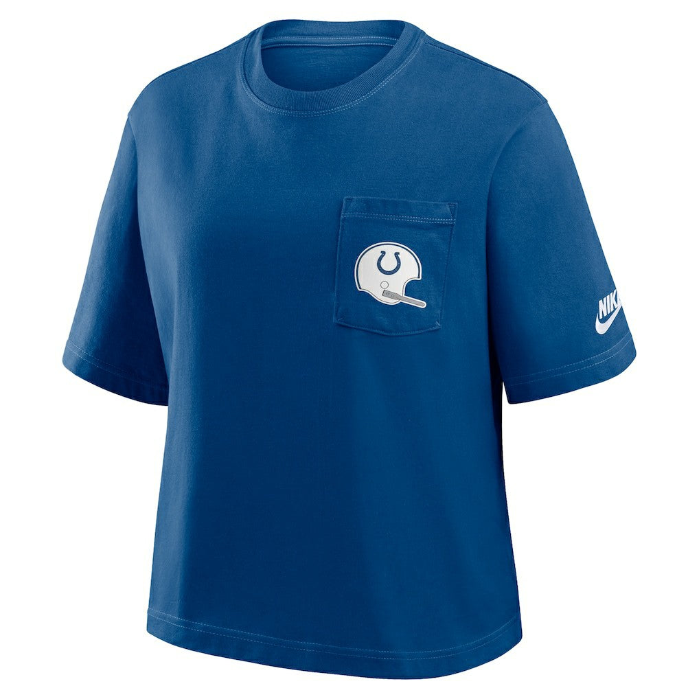 Indianapolis Colts Women's Rewind Pocket Boxy T-Shirt Royal