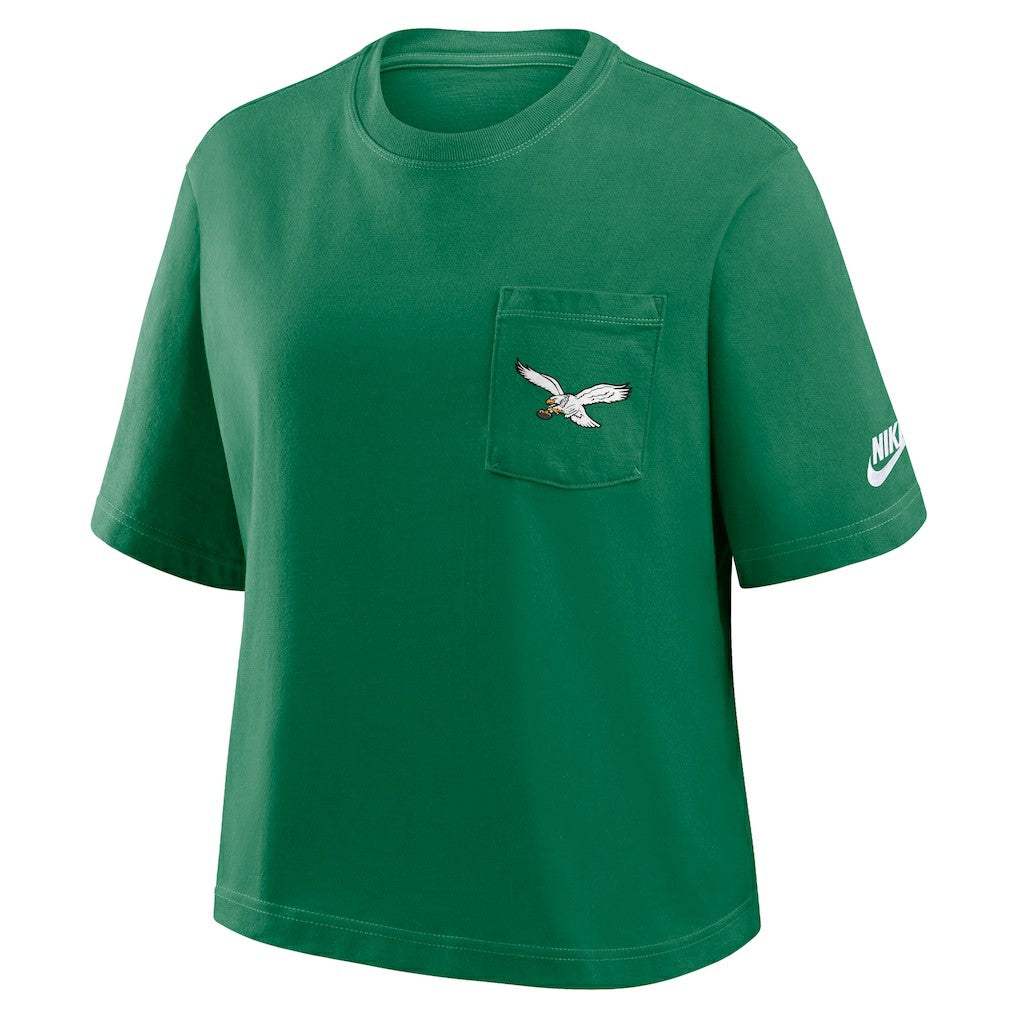 Philadelphia Eagles Women's Rewind Pocket Boxy T-Shirt Kelly Green