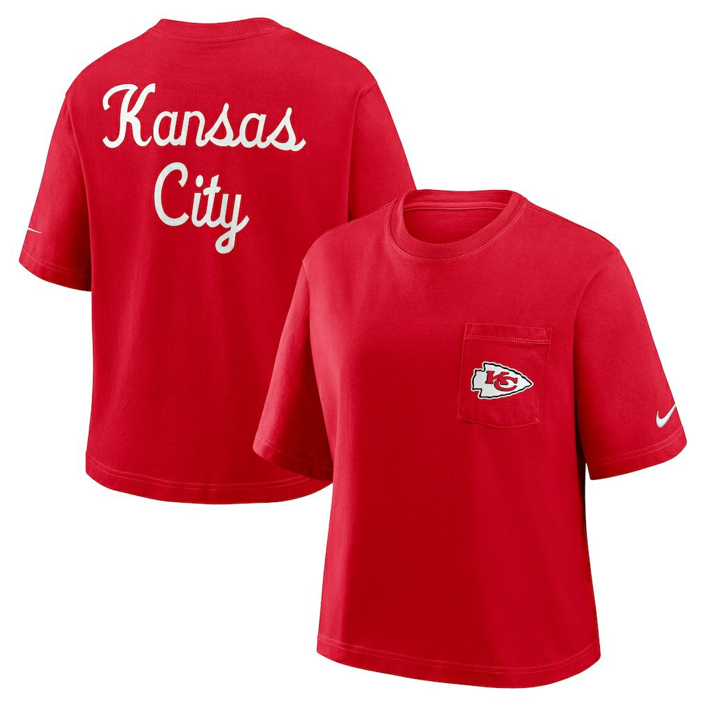 Kansas City Chiefs Women's Rewind Pocket Boxy T-Shirt Red