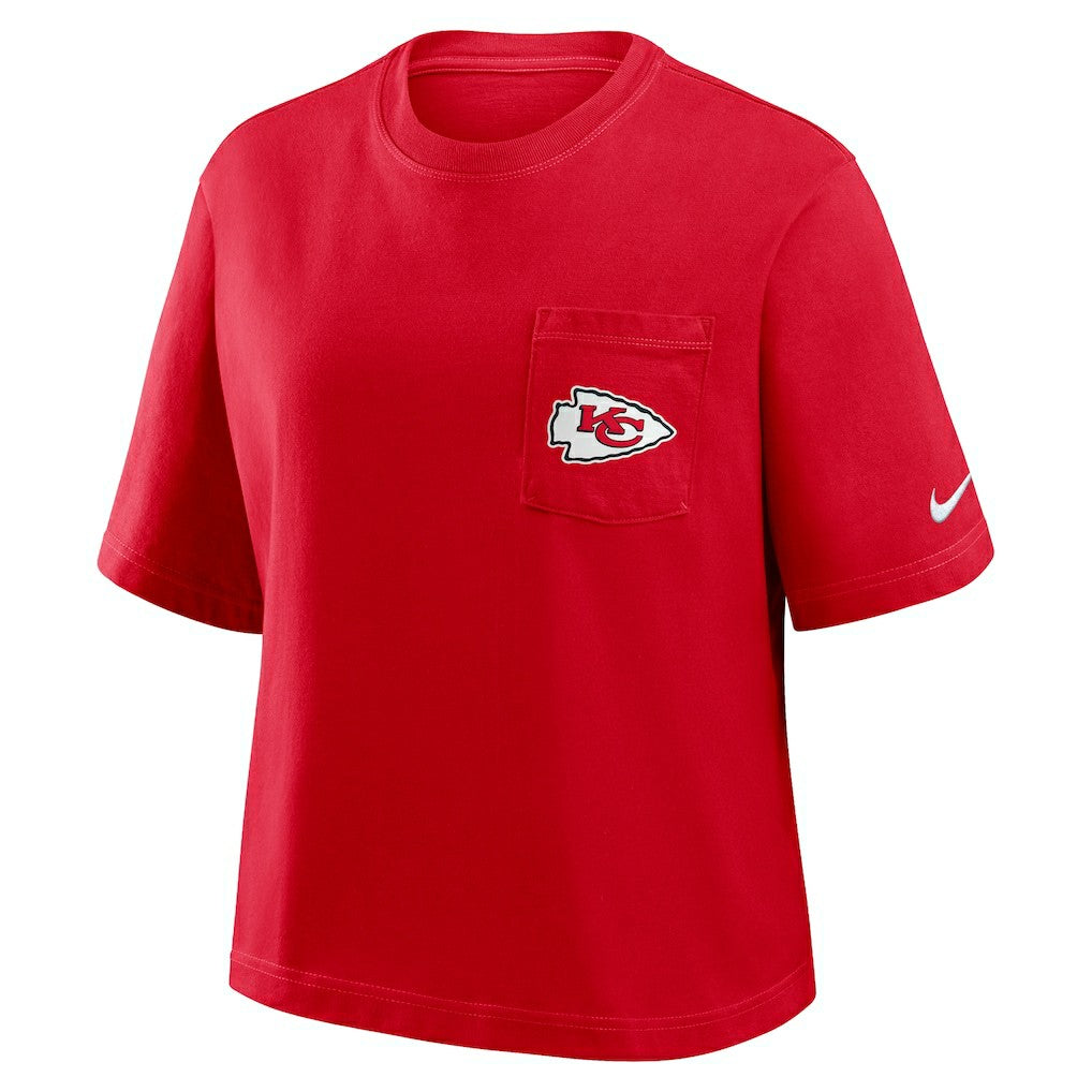 Kansas City Chiefs Women's Rewind Pocket Boxy T-Shirt Red