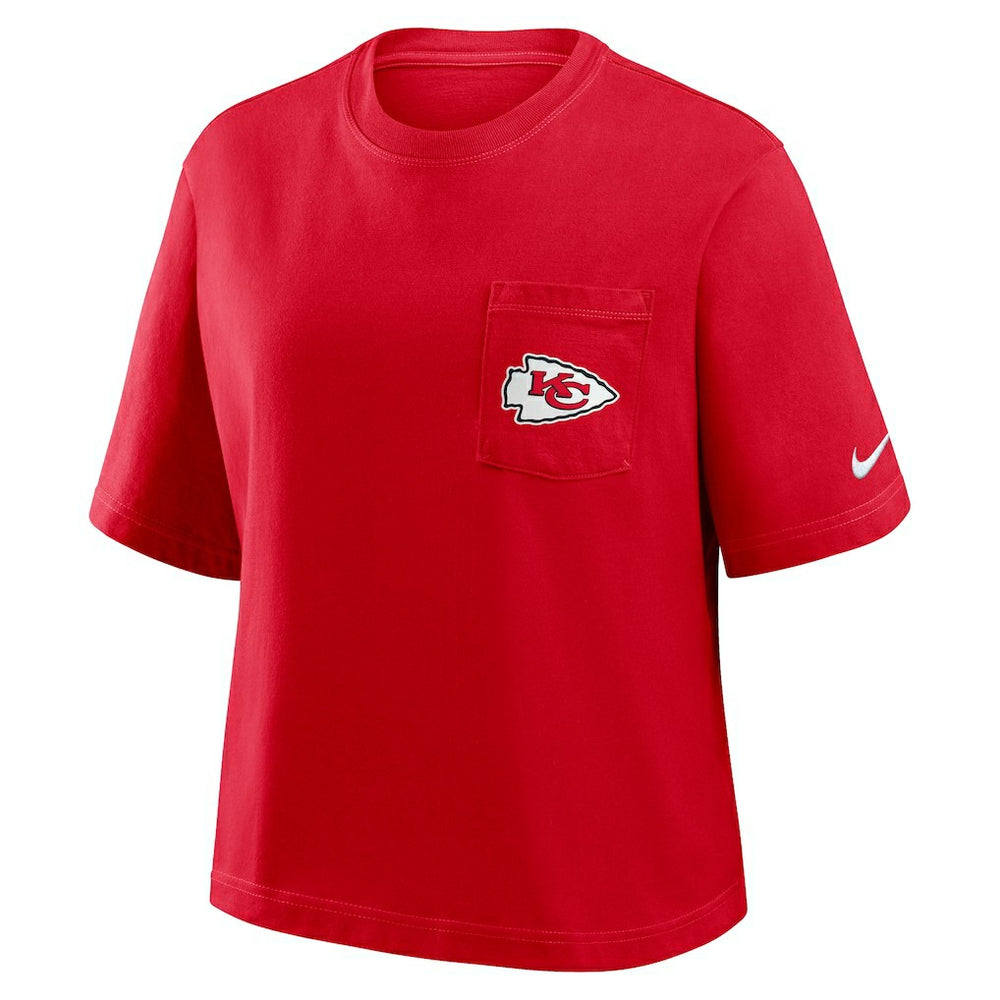 Kansas City Chiefs Women's Rewind Pocket Boxy T-Shirt Red