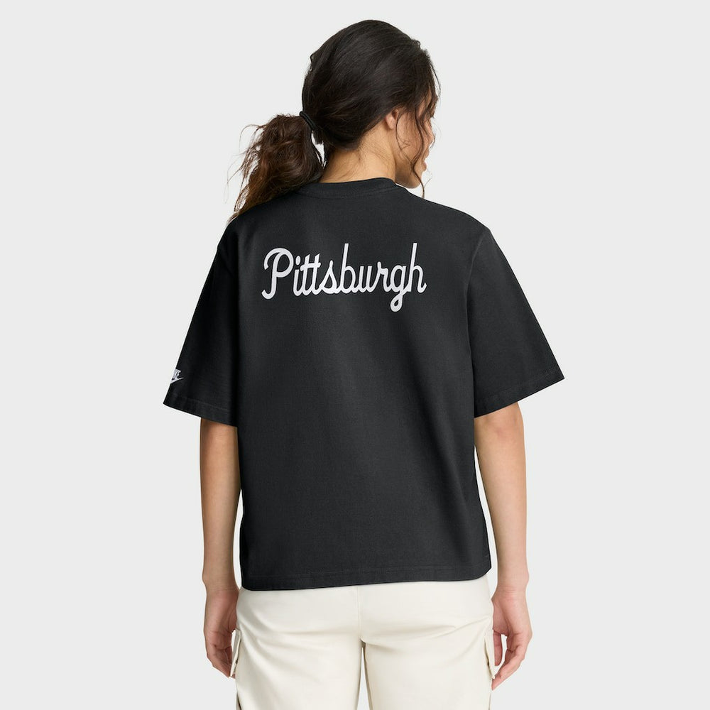 Pittsburgh Steelers Women's Rewind Pocket Boxy T-Shirt Black