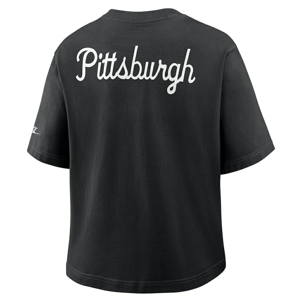 Pittsburgh Steelers Women's Rewind Pocket Boxy T-Shirt Black