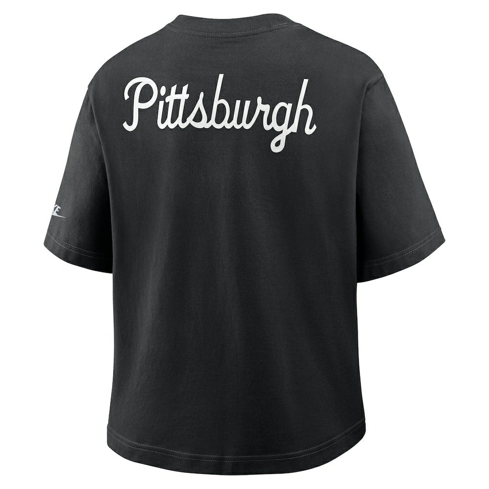 Pittsburgh Steelers Women's Rewind Pocket Boxy T-Shirt Black