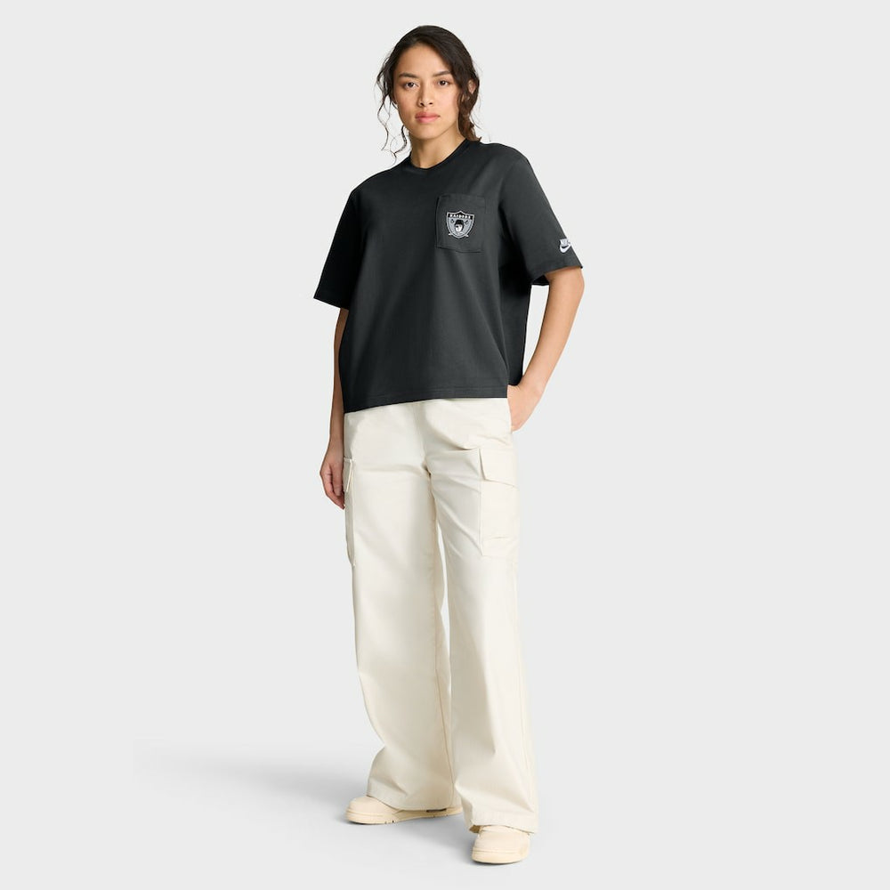 Las Vegas Raiders Women's Rewind Pocket Boxy T-Shirt Black