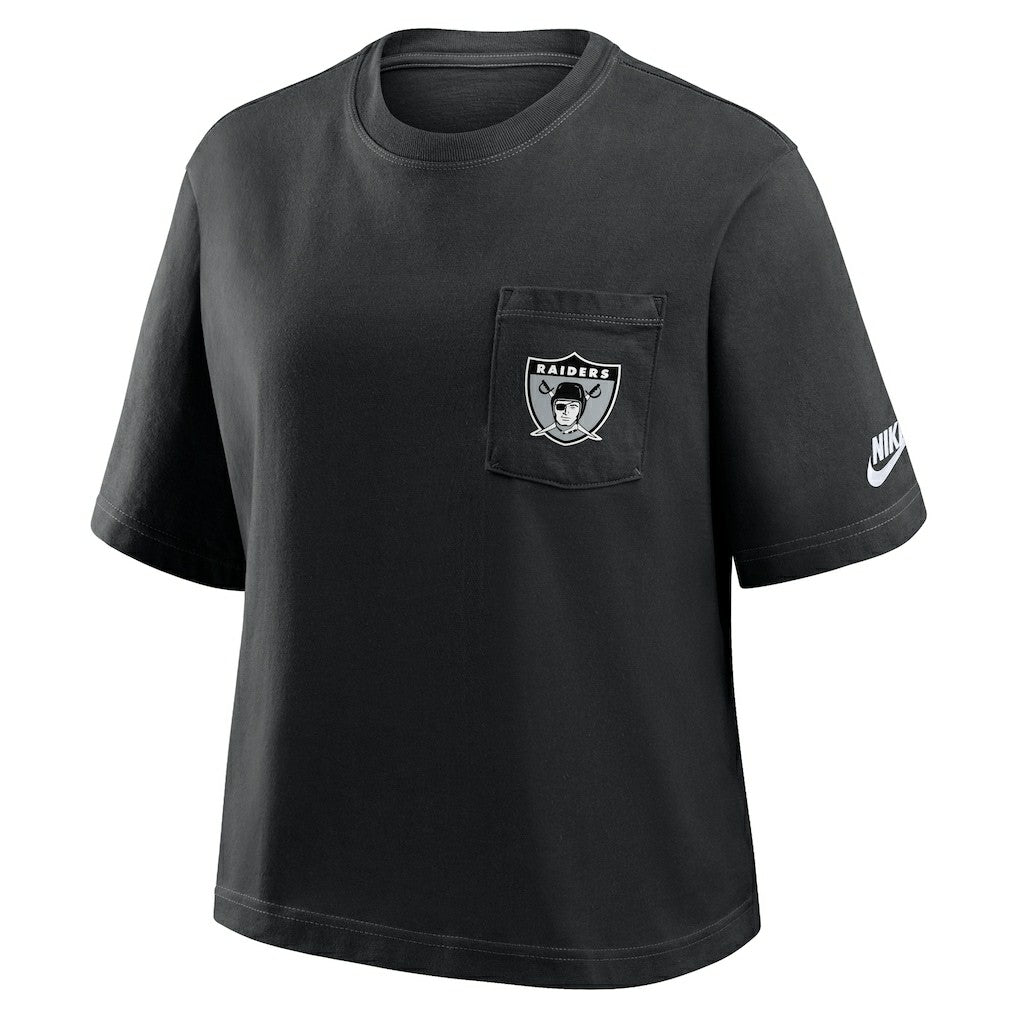 Las Vegas Raiders Women's Rewind Pocket Boxy T-Shirt Black