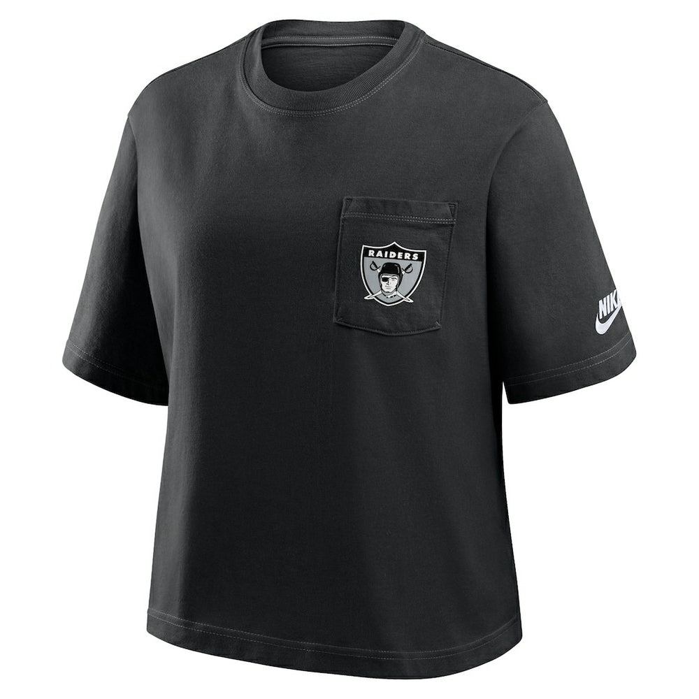Las Vegas Raiders Women's Rewind Pocket Boxy T-Shirt Black