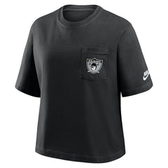 Las Vegas Raiders Women's Rewind Pocket Boxy T-Shirt Black