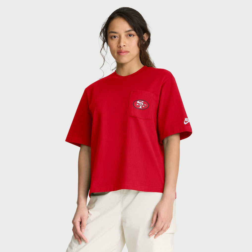 San Francisco 49ers Women's Rewind Pocket Boxy T-Shirt Scarlet