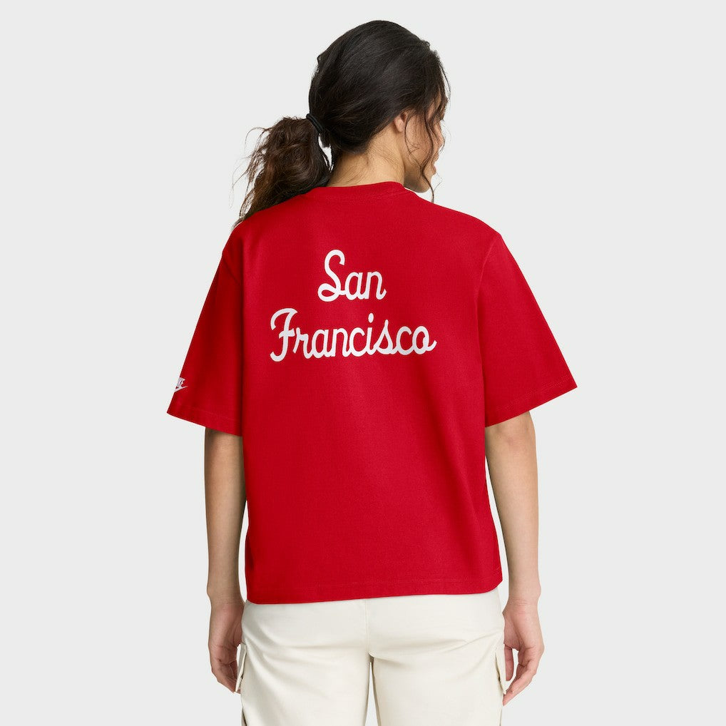 San Francisco 49ers Women's Rewind Pocket Boxy T-Shirt Scarlet
