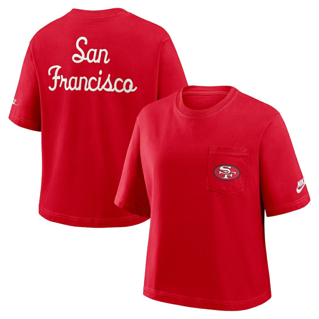 San Francisco 49ers Women's Rewind Pocket Boxy T-Shirt Scarlet