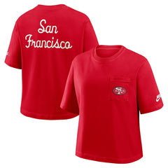 San Francisco 49ers Women's Rewind Pocket Boxy T-Shirt Scarlet