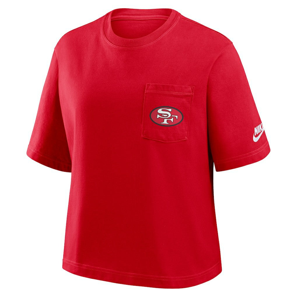 San Francisco 49ers Women's Rewind Pocket Boxy T-Shirt Scarlet