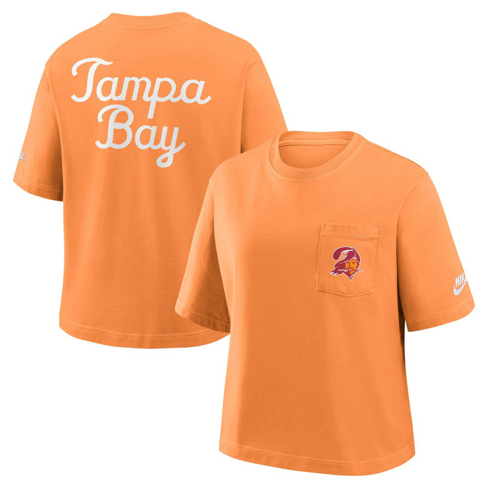 Tampa Bay Buccaneers Women's Rewind Pocket Boxy T-Shirt Orange