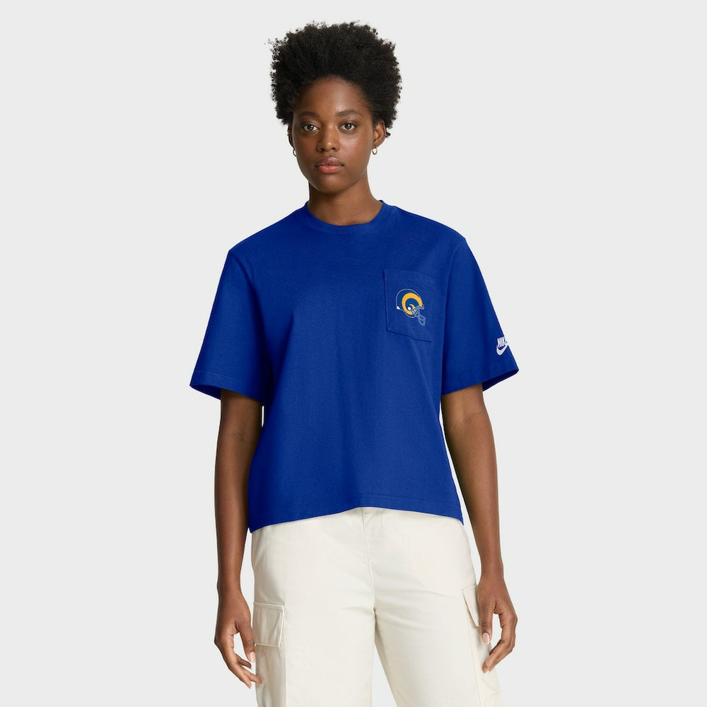 Los Angeles Rams Women's Rewind Pocket Boxy T-Shirt Royal