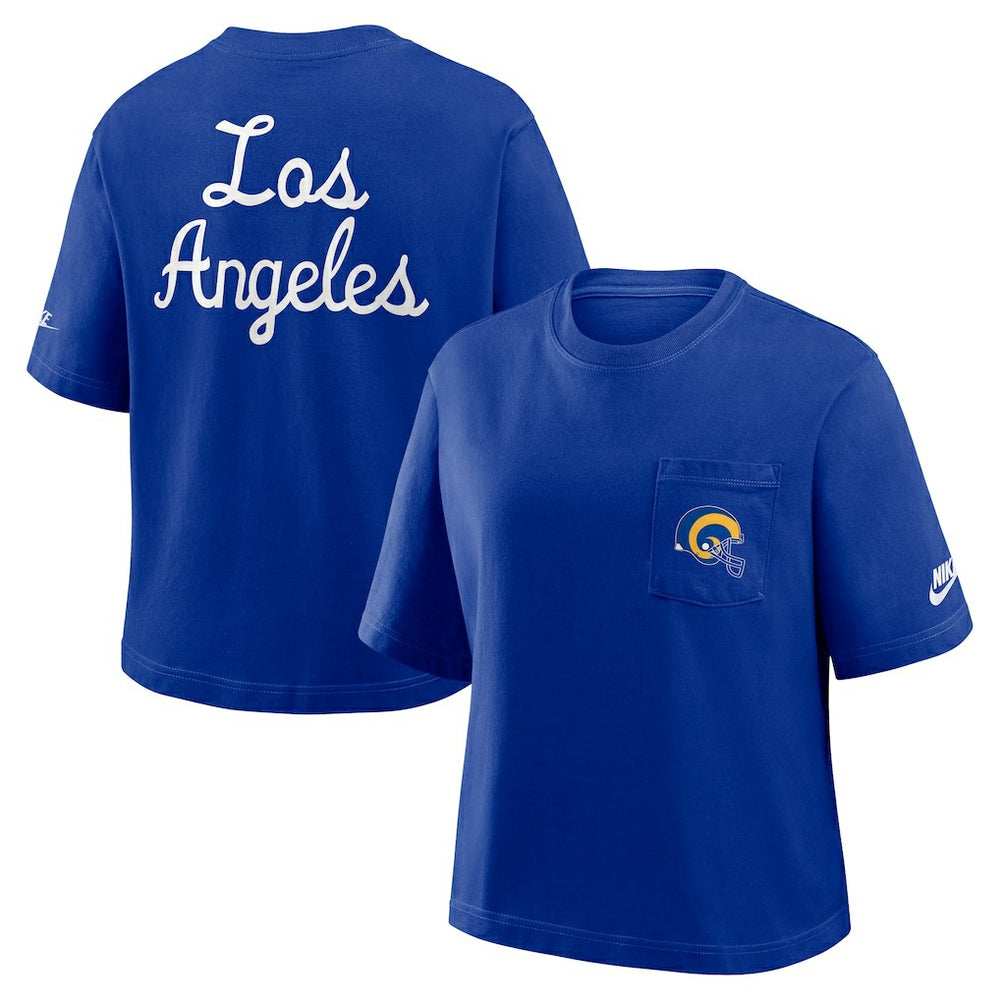 Los Angeles Rams Women's Rewind Pocket Boxy T-Shirt Royal