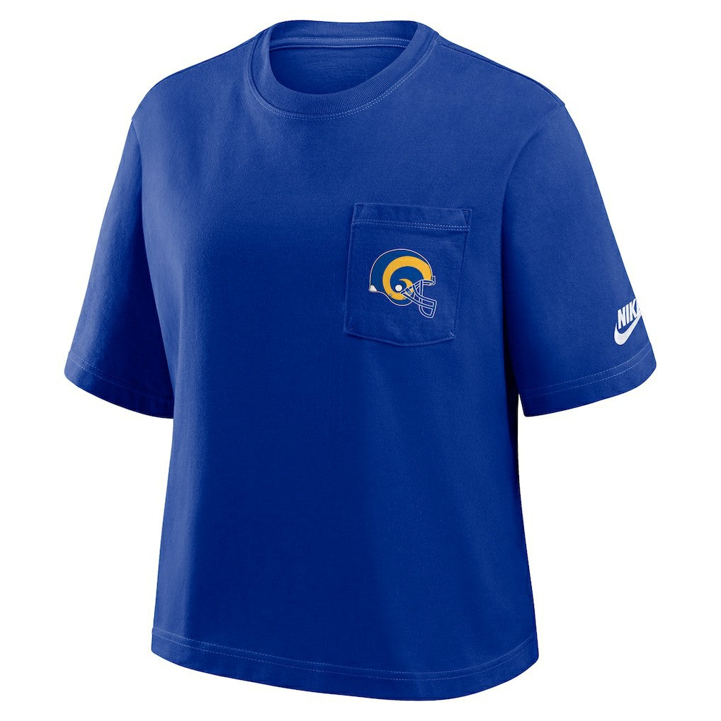 Los Angeles Rams Women's Rewind Pocket Boxy T-Shirt Royal