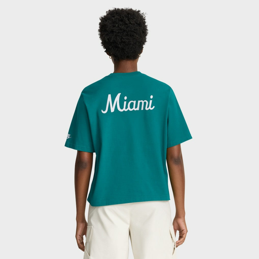 Miami Dolphins Women's Rewind Pocket Boxy T-Shirt Aqua