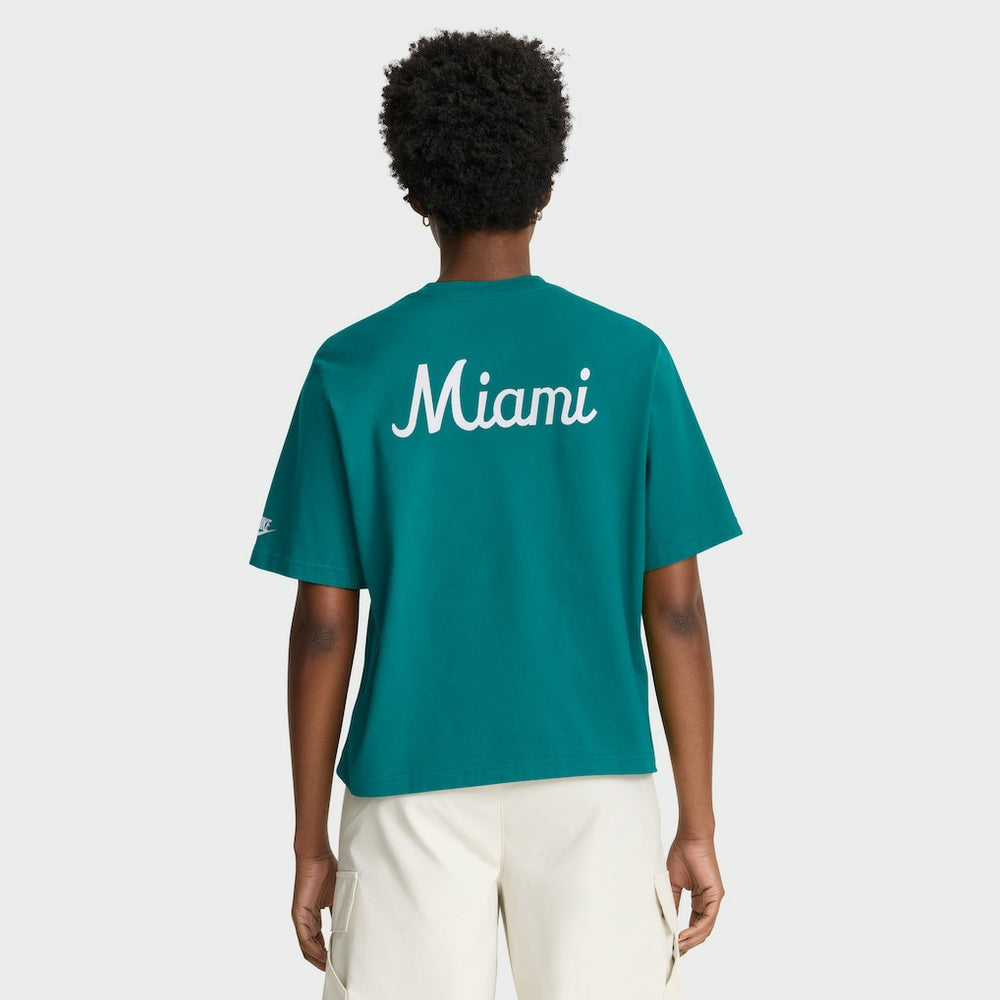 Miami Dolphins Women's Rewind Pocket Boxy T-Shirt Aqua