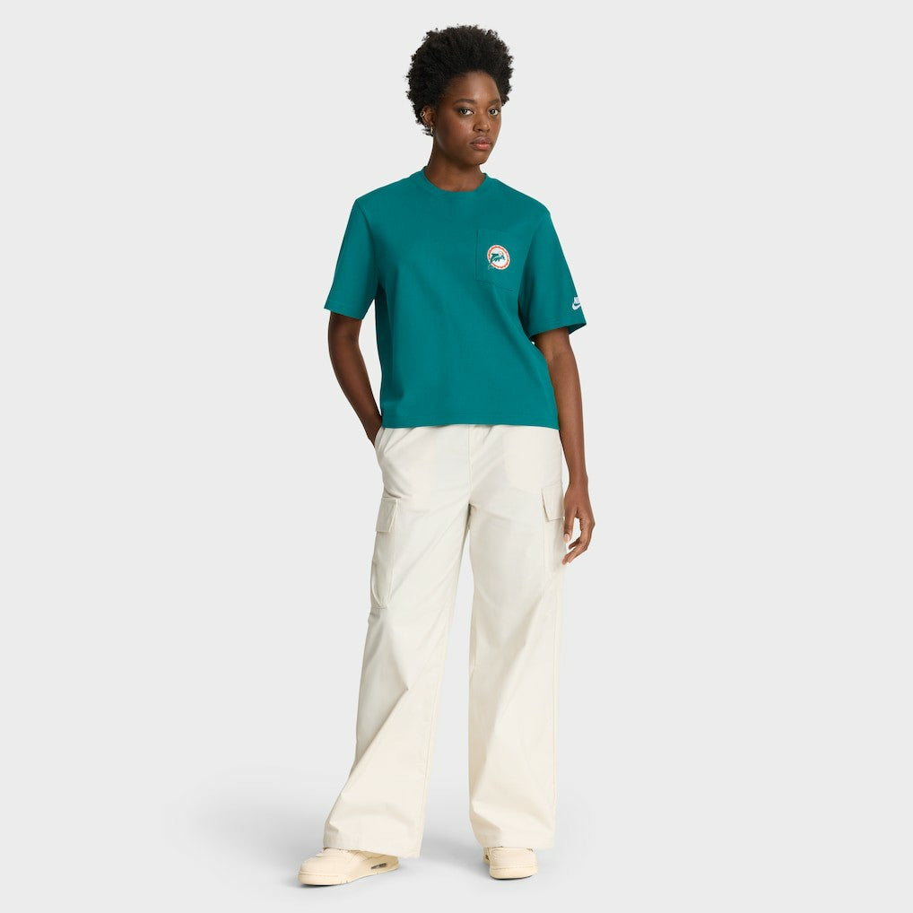 Miami Dolphins Women's Rewind Pocket Boxy T-Shirt Aqua