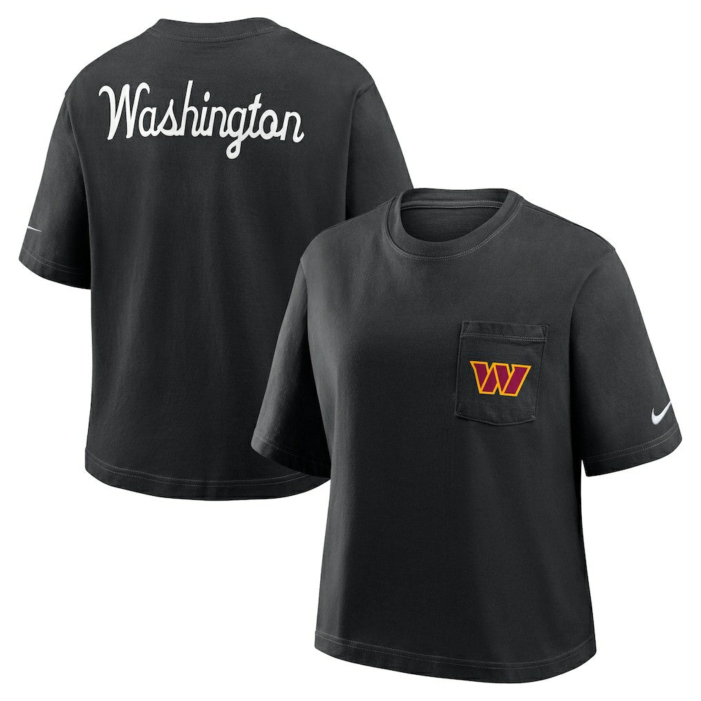 Washington Commanders Women's Rewind Pocket Boxy T-Shirt Black