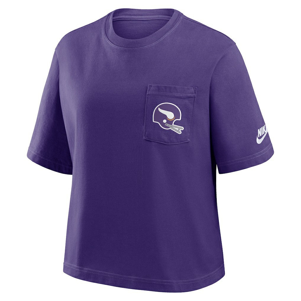 Minnesota Vikings Women's Rewind Pocket Boxy T-Shirt Purple