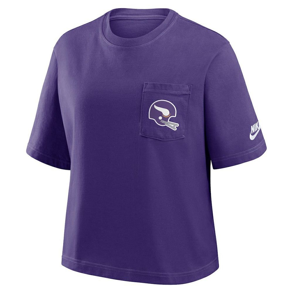 Minnesota Vikings Women's Rewind Pocket Boxy T-Shirt Purple