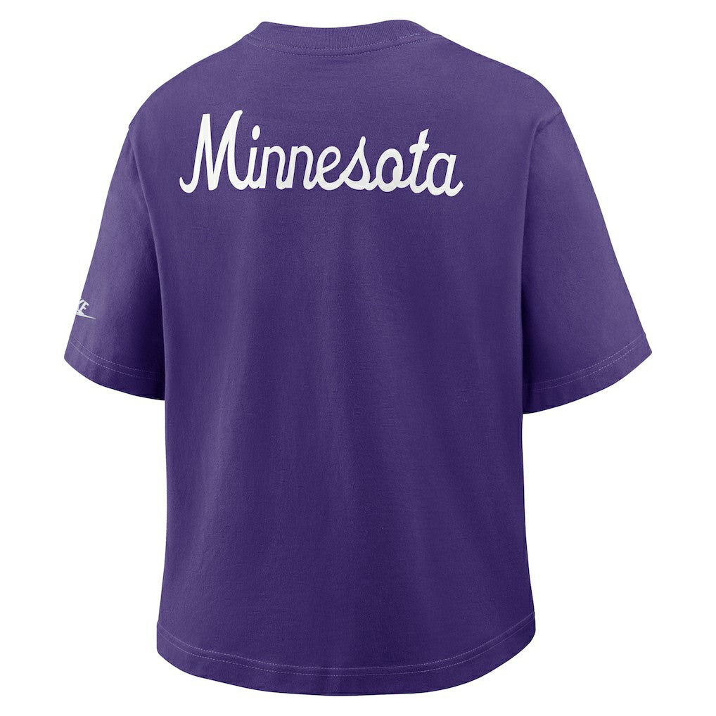 Minnesota Vikings Women's Rewind Pocket Boxy T-Shirt Purple