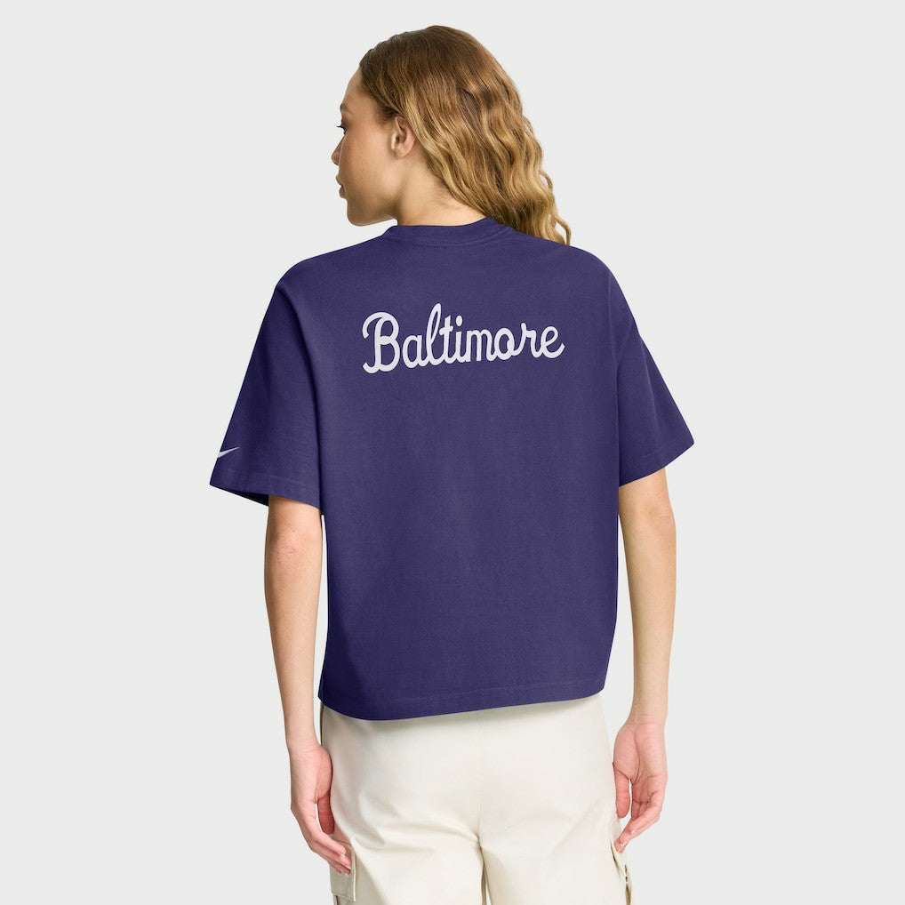 Baltimore Ravens Women's Rewind Pocket Boxy T-Shirt Purple