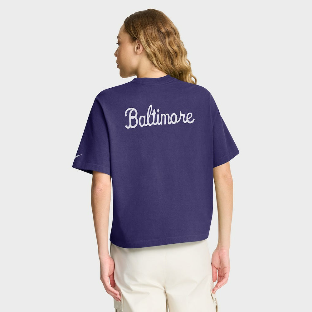 Baltimore Ravens Women's Rewind Pocket Boxy T-Shirt Purple