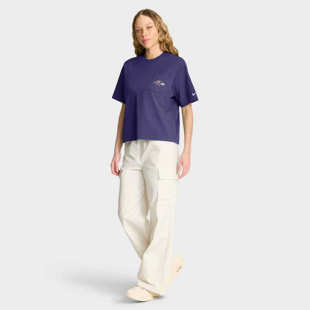 Baltimore Ravens Women's Rewind Pocket Boxy T-Shirt Purple