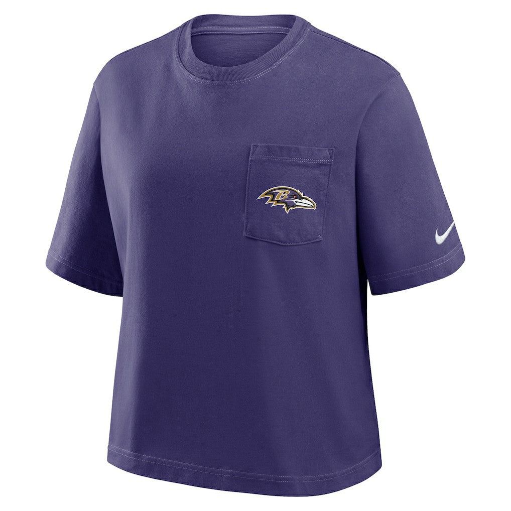 Baltimore Ravens Women's Rewind Pocket Boxy T-Shirt Purple