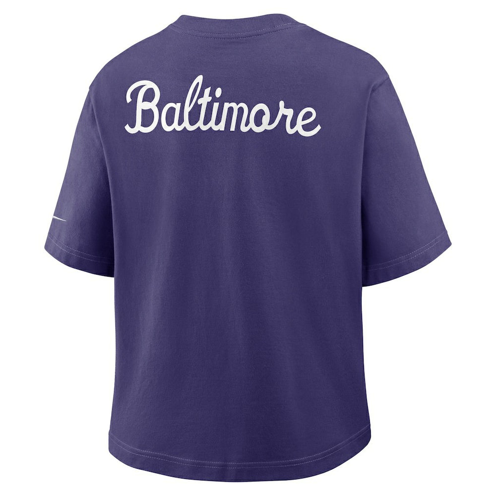 Baltimore Ravens Women's Rewind Pocket Boxy T-Shirt Purple