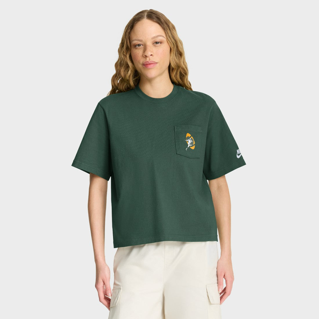 Green Bay Packers Women's Rewind Pocket Boxy T-Shirt Green