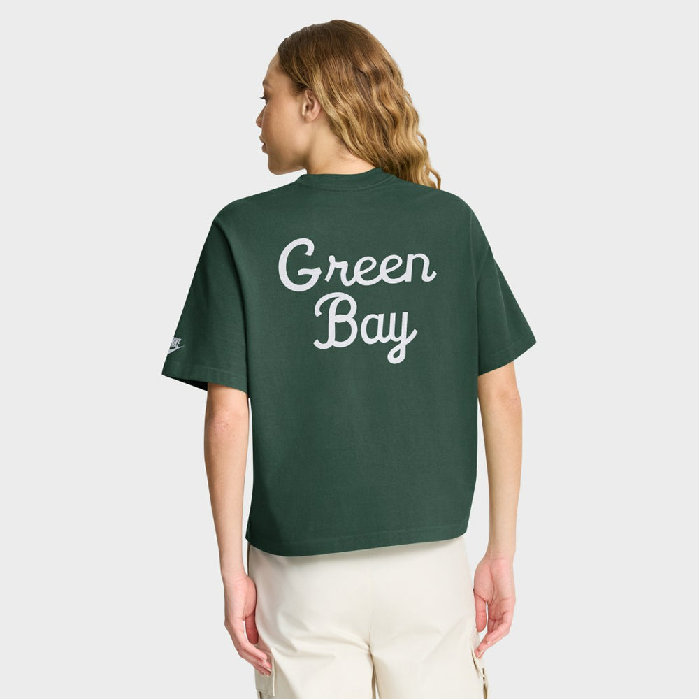 Green Bay Packers Women's Rewind Pocket Boxy T-Shirt Green