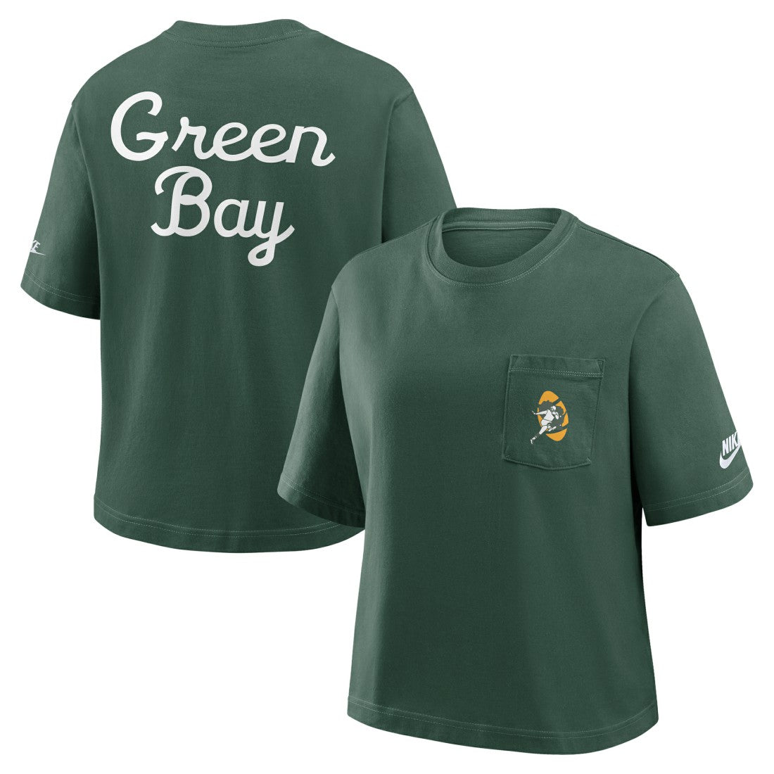 Green Bay Packers Women's Rewind Pocket Boxy T-Shirt Green