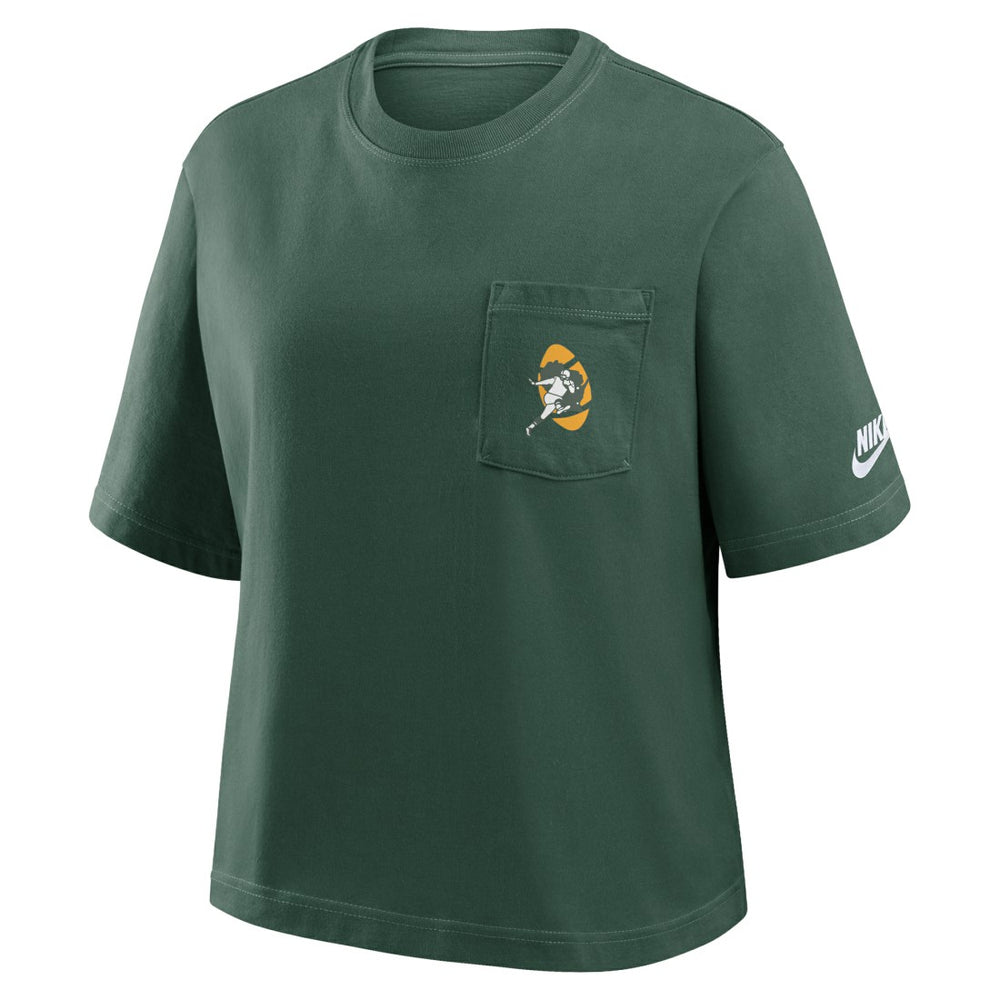 Green Bay Packers Women's Rewind Pocket Boxy T-Shirt Green