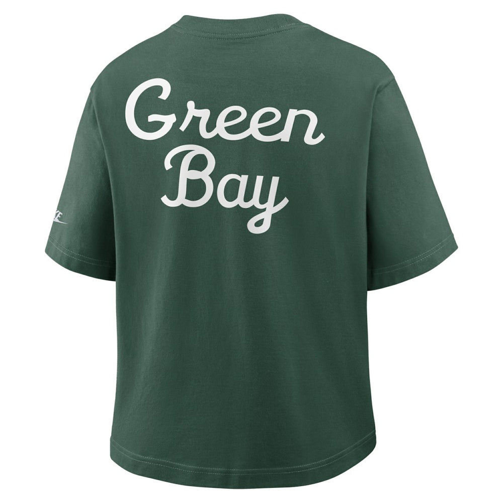 Green Bay Packers Women's Rewind Pocket Boxy T-Shirt Green
