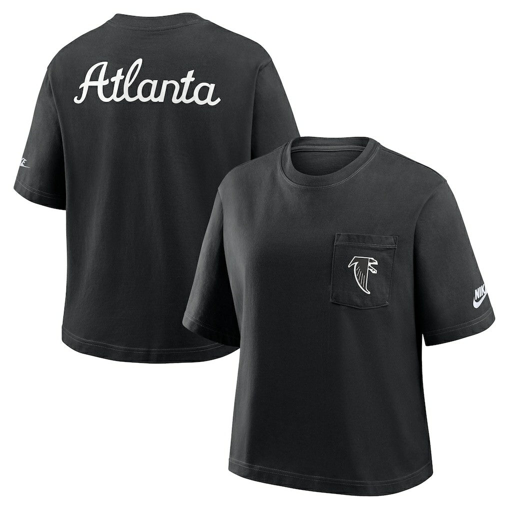 Atlanta Falcons Women's Rewind Pocket Boxy T-Shirt Black