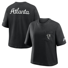 Atlanta Falcons Women's Rewind Pocket Boxy T-Shirt Black