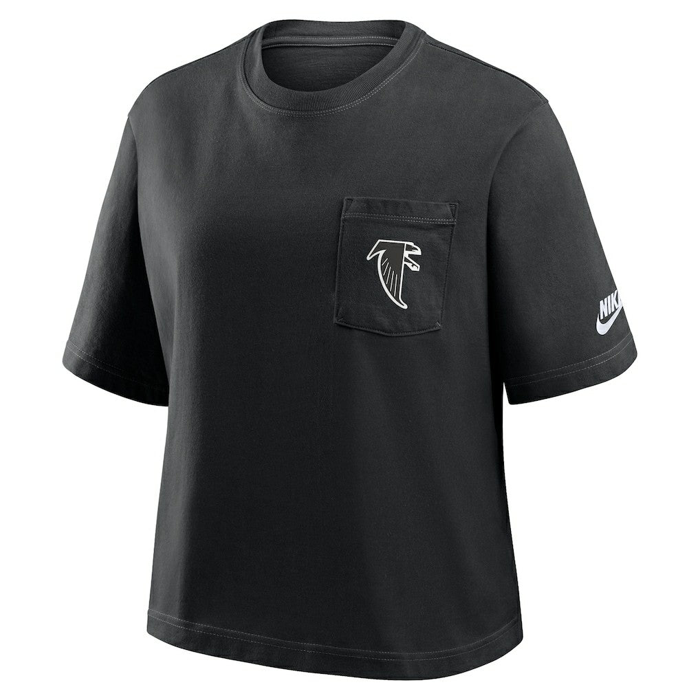 Atlanta Falcons Women's Rewind Pocket Boxy T-Shirt Black