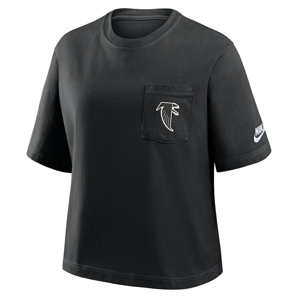 Atlanta Falcons Women's Rewind Pocket Boxy T-Shirt Black