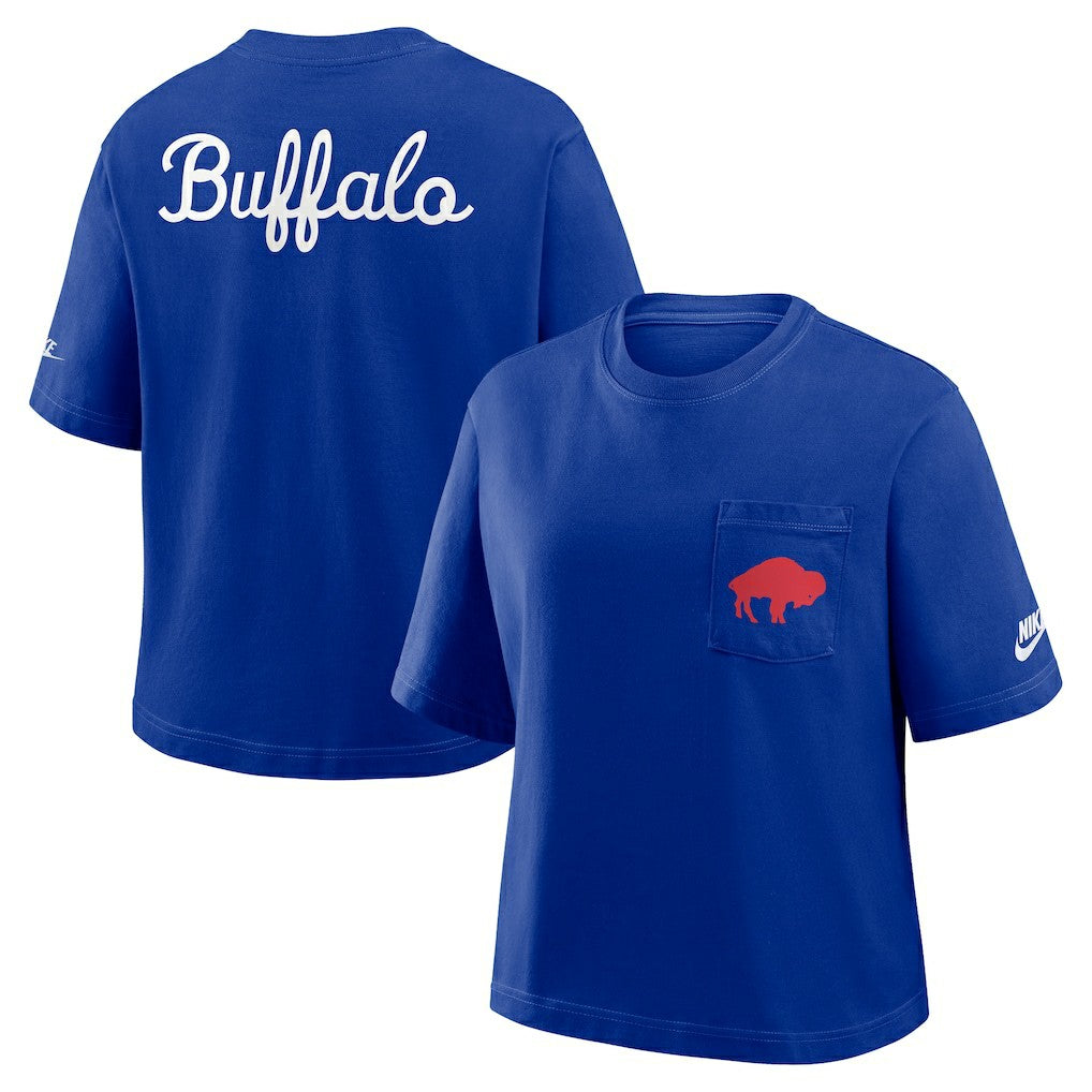 Buffalo Bills Women's Rewind Pocket Boxy T-Shirt Royal