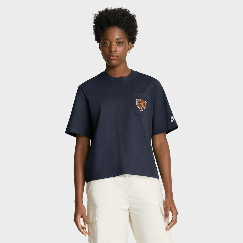 Chicago Bears Women's Rewind Pocket Boxy T-Shirt Navy