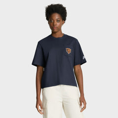 Chicago Bears Women's Rewind Pocket Boxy T-Shirt Navy