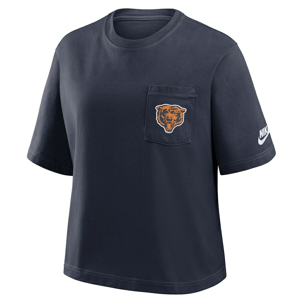 Chicago Bears Women's Rewind Pocket Boxy T-Shirt Navy